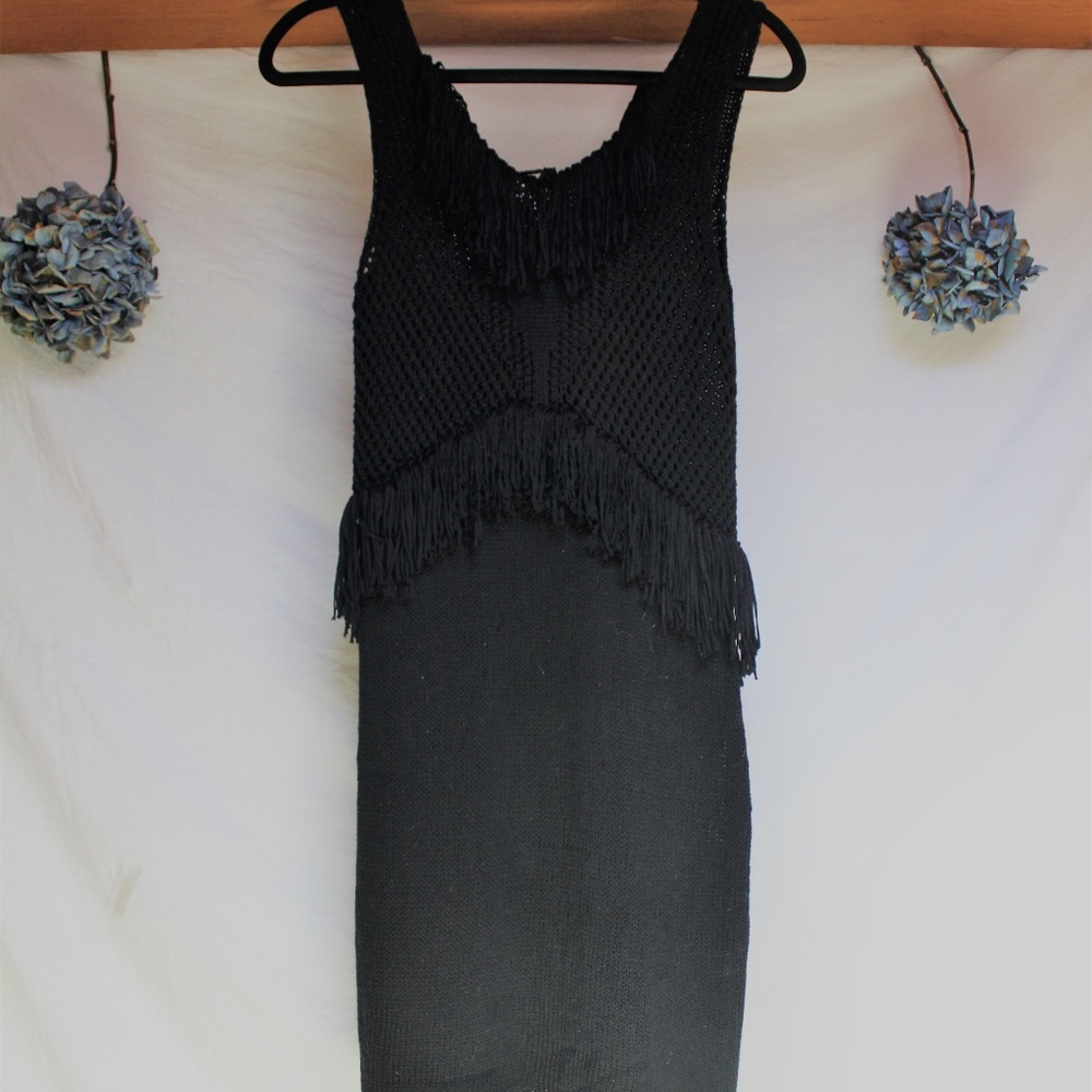 Avec + Knit Black Crochet Dress